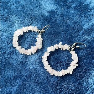 Rose Quartz Stone Hoop Earrings